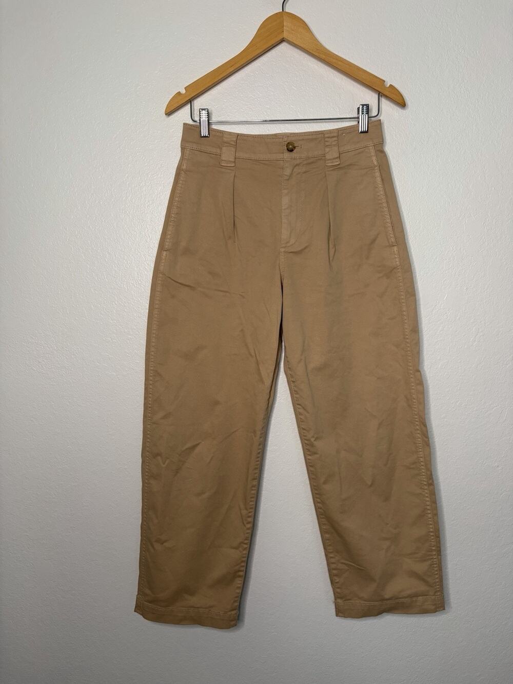 Madewell The Darted Barrel Leg Pant in Tan Size 25 Clean Girl Minimalist